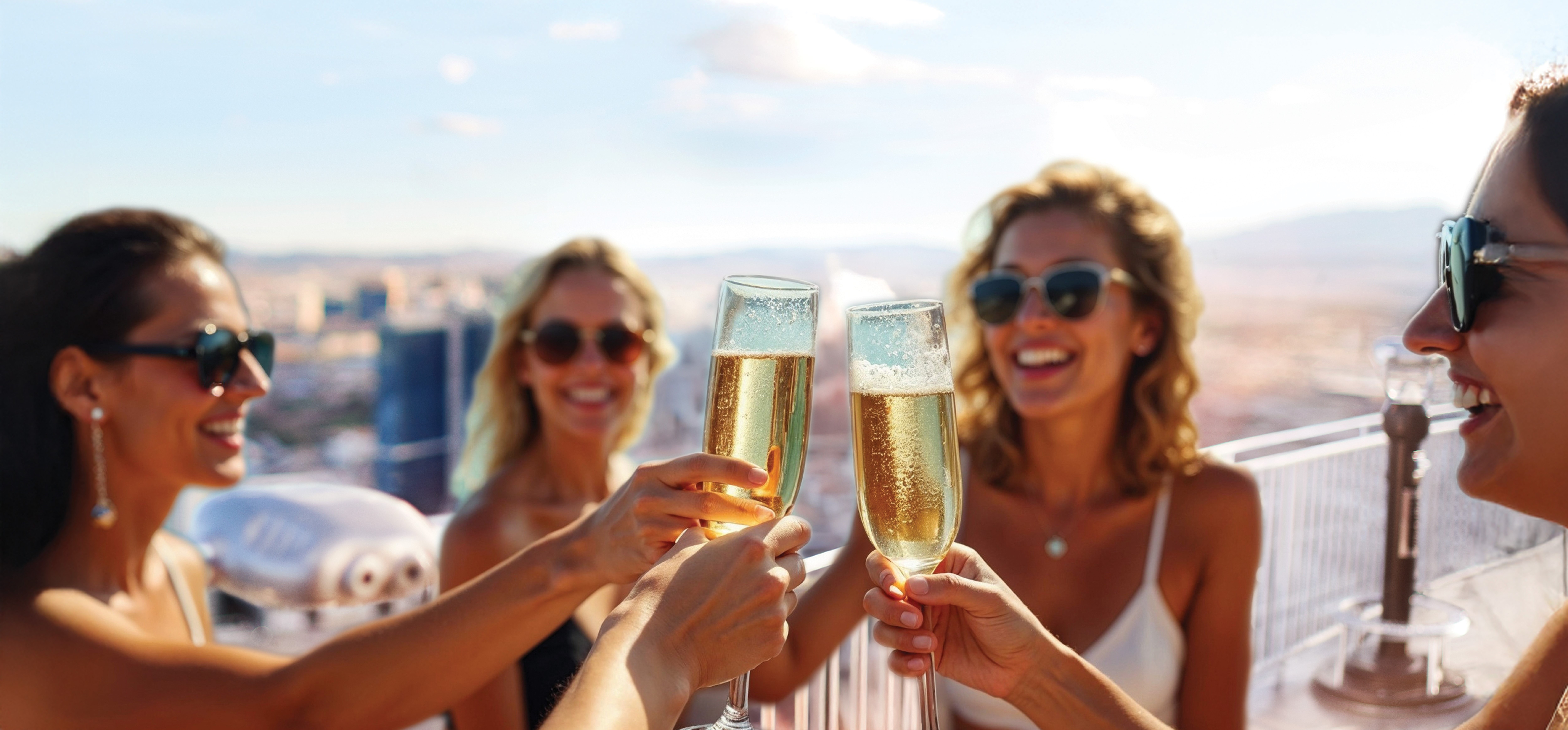 Cheers from atop The Strat tower